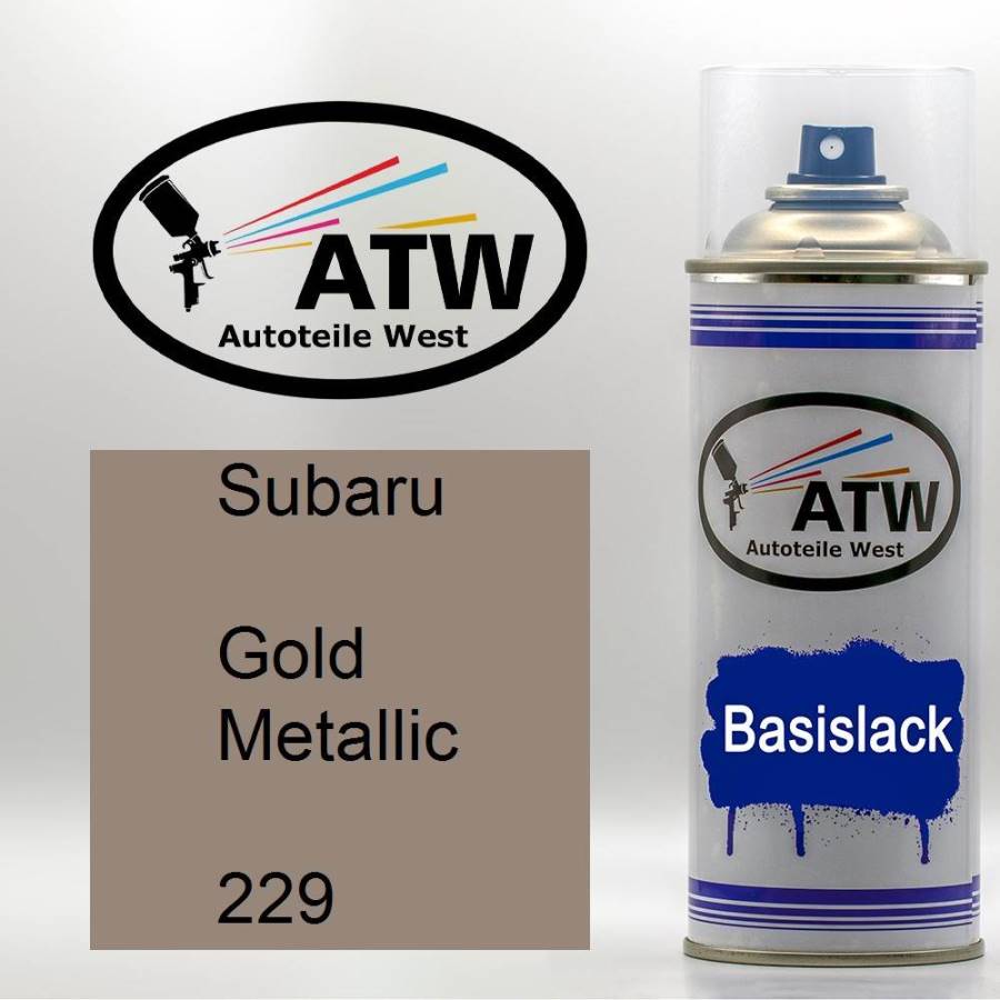 Subaru, Gold Metallic, 229: 400ml Sprühdose, von ATW Autoteile West.